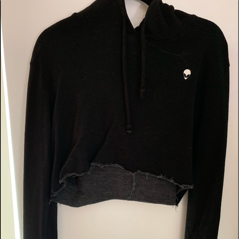Black Cropped Hoodie